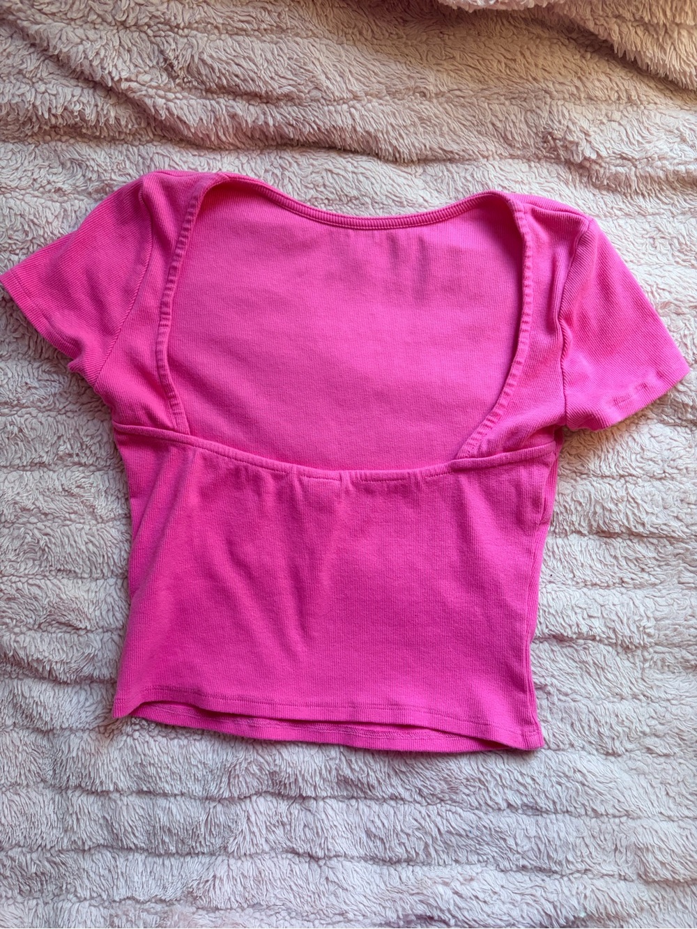 Zine Pink Ribbed Open-Back Crop Top | Cotton & Spandex | Large | EUC - Picture 2 of 7